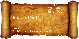 Matias Kamil névjegykártya
